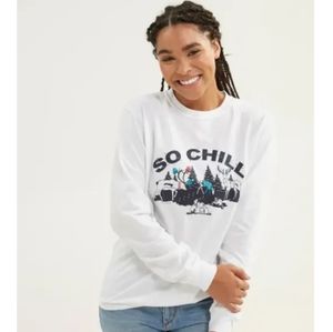 Vera Bradley Long Sleeve Graphic Tee Shirt So Chill White Merry Mischief